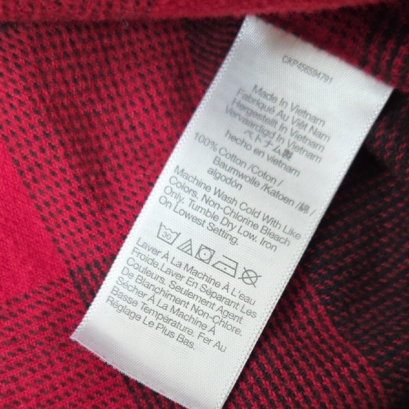 Madewell Plaid Red and Black Flannel Side-Button Oversized Ex-Boyfriend Shirt - Picture 6 of 7